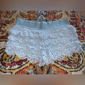 Woman's Crochet Blue Shorts